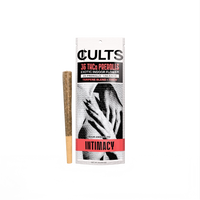 CULTS 3G THCa prerolls 2-pack with hands art, labeled Intimacy, exotic indoor flower