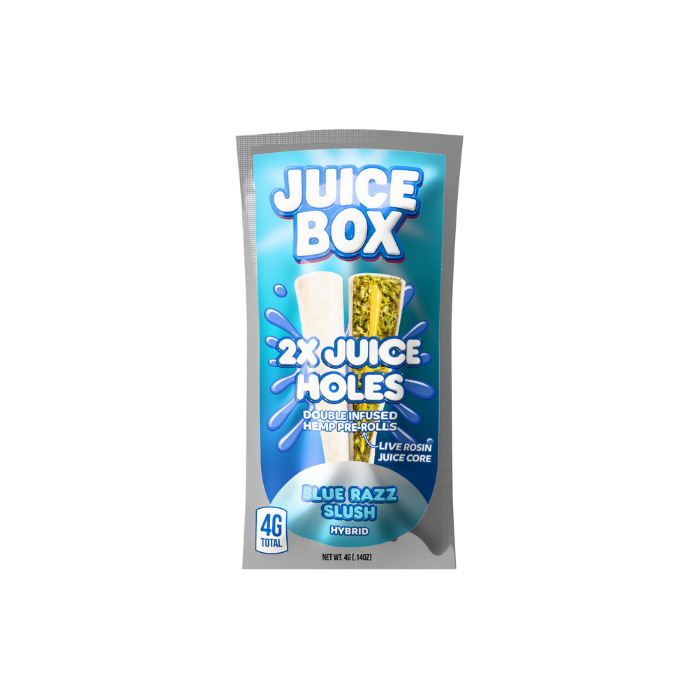 Juice Holes | 2x 2G Double Infused Hemp Pre Rolls | Blue Razz Slush
