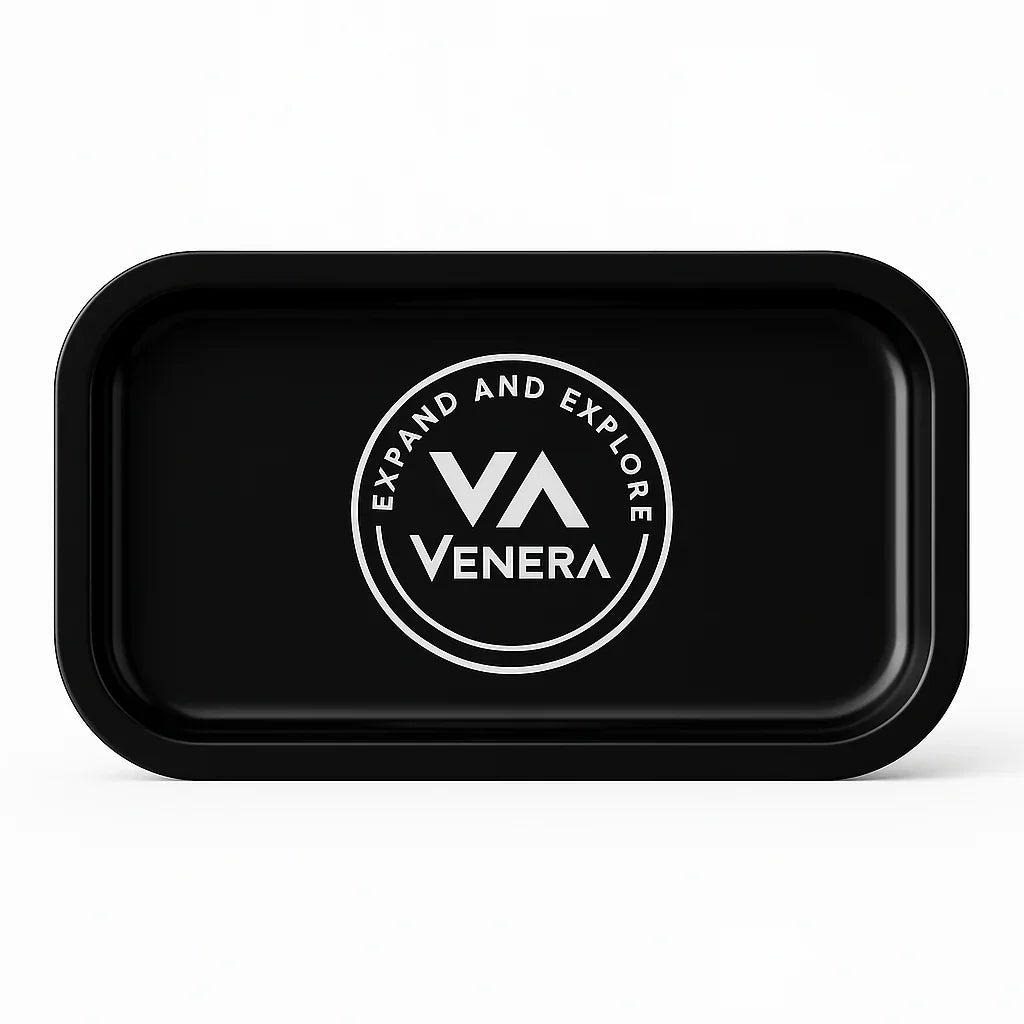 Black tray with Venera logo on a white background
