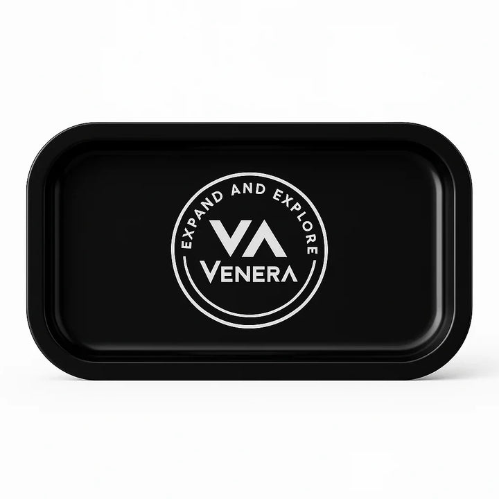 Black tray with Venera logo on a white background