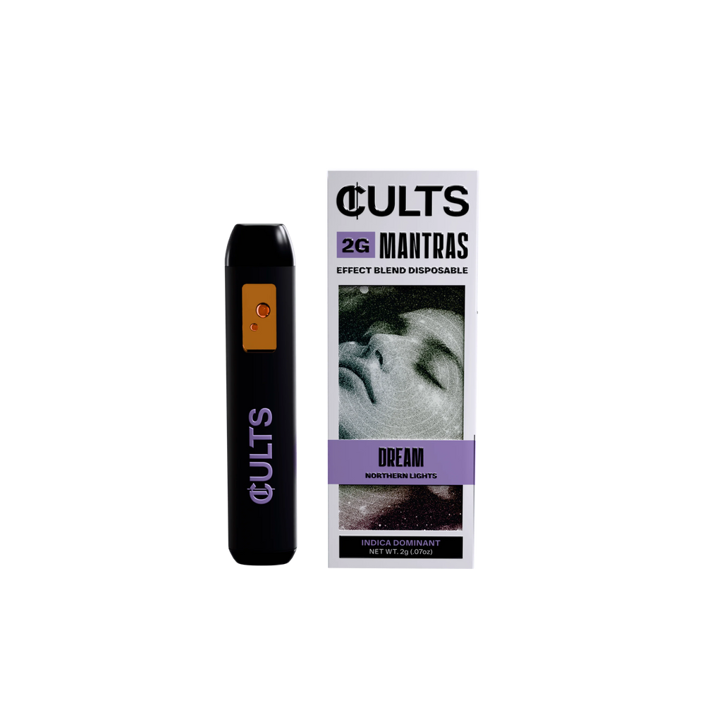 CULTS 2G Mantras Dream Northern Lights disposable vape with product packaging