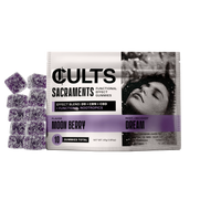 CULTS Sacraments Moon Berry Dream gummies bag with purple sugar-coated gummies