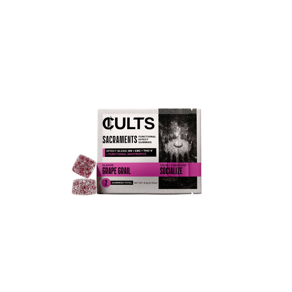 CULTS Sacraments Grape Grail Socialize gummies 2-pack in branded packaging